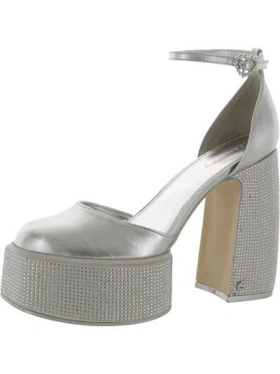 Circus By Sam Edelman Bailey Jewel Womens Rhinestone Ankle Strap Platform Heels In Silver