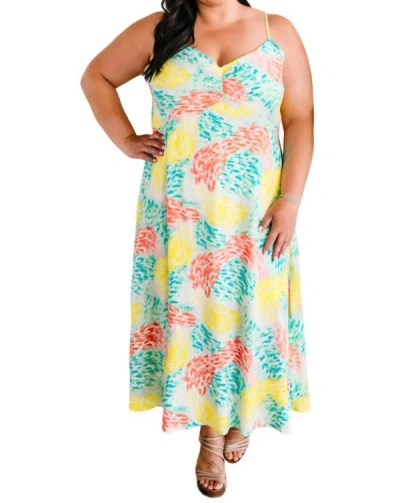 Emily Wonder Ruched Front Maxi Dress In Neon Multi