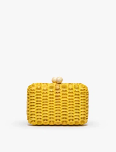 Kayu Grace Wicker Straw Clutch Bag In Yellow