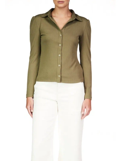 Sanctuary Candy Knit Shirt In Olive Green