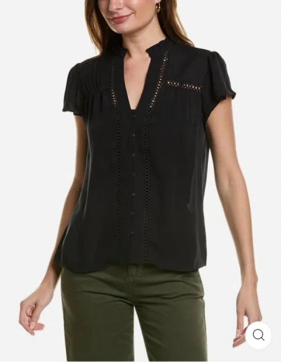 Go By Go Silk Cro-chez Slvls Top In Washed Black