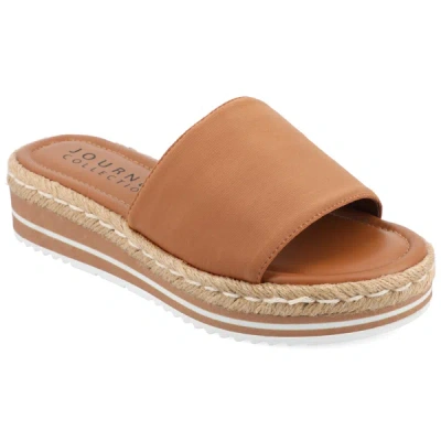 Journee Collection Women's Rosey Tru Comfort Foam Wide Width Wedge Heel Espadrille Sandals In Tan