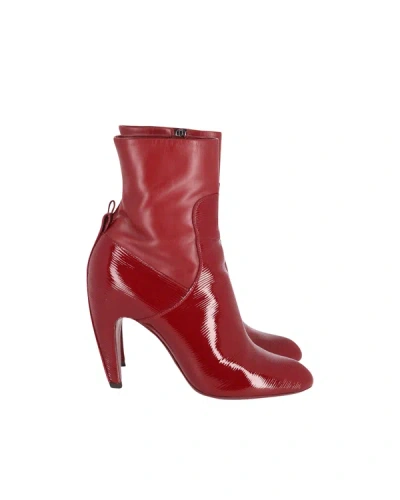Pre-owned Louis Vuitton Eternal Ankle Boots In Red Patent Leather