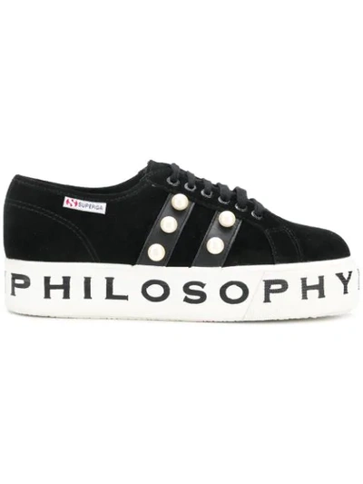 Philosophy Di Lorenzo Serafini Pearl Embellished Logo Sneakers In Black