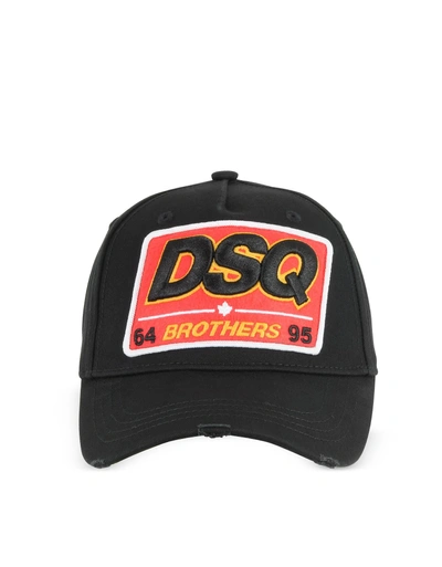 Dsquared2 Dsq Brothers Black Cotton Gabardine Baseball Cap | ModeSens