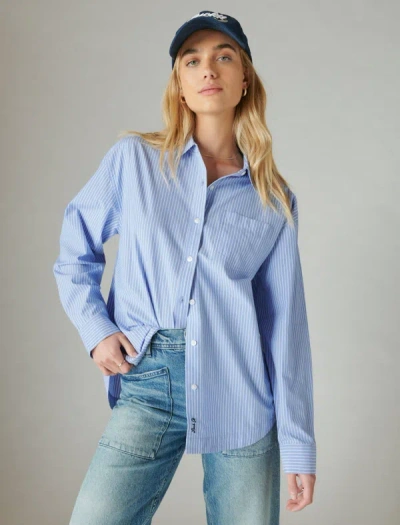 Lucky Brand Women's The Oversized Poplin Button Down In Blue