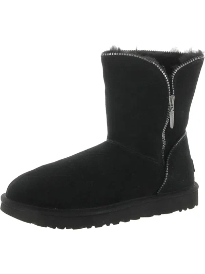 Ugg Florence Womens Leather Side Zipper Winter & Snow Boots In Black