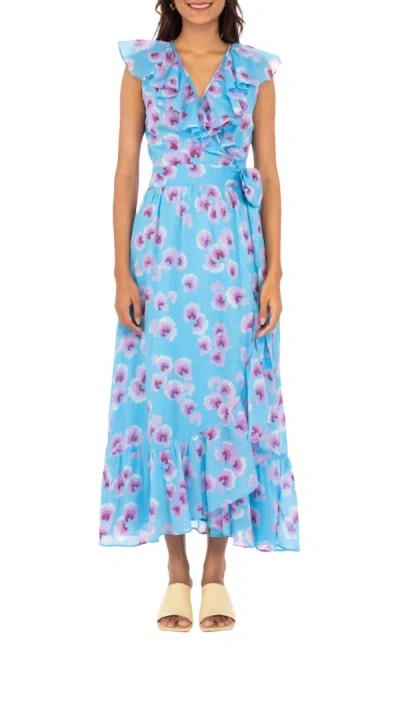 Banjanan Eris Dress In Floral Norse In Blue