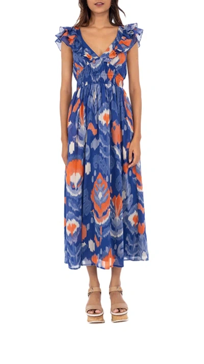 Banjanan Maya Dress In Poppy Mallow Black In Blue