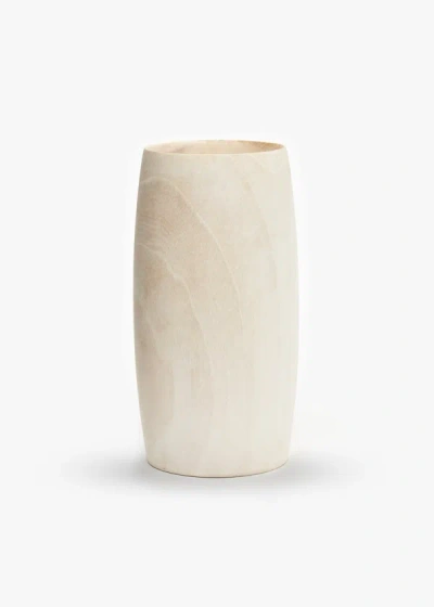 Kayu Ansel Handcrafted Wood Vase In Neutral