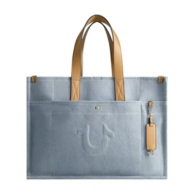 True Religion Stitched Horseshoe Large Tote In Blue