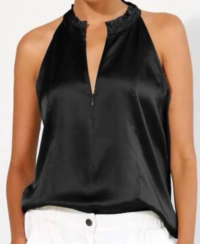 Go By Go Silk Scuba Cutaway Top In Washed Black