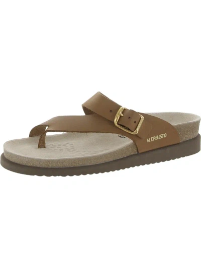 Mephisto Helen Womens Buckle Thong Sandals In Brown