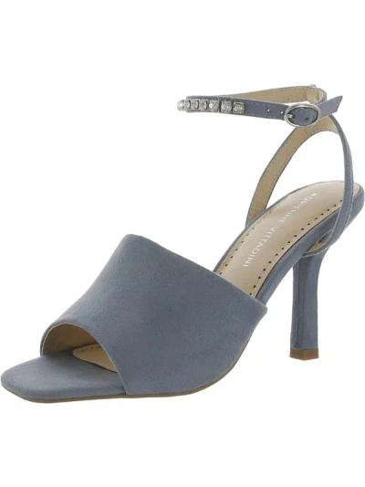Adrienne Vittadini Ginnie Womens Faux Leather Open Toe Pumps In Blue