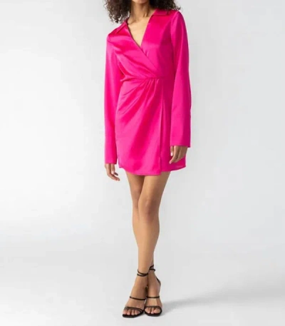 Sanctuary Cuff Detail Wrap Dress In Power Pink In Multi