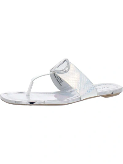 Dkny Womens Thong Flats Thong Sandals In Silver