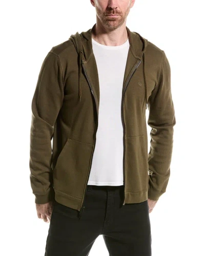 John Varvatos Full Zip Double Knit Hoodie In Green