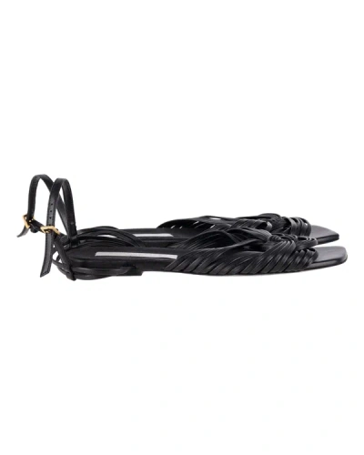 Stella Mccartney Strappy Flat Sandals In Black Eco Leather