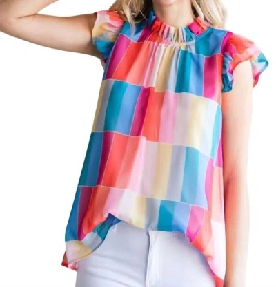 Jodifl Short Sleeve Geometric Blouse In Multi