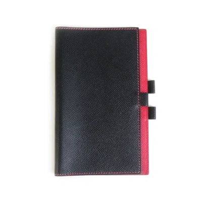 Hermes Agenda Cover Leather Wallet () In Black