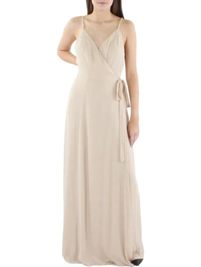 Wayf Angelina Womens Wrap Slit Formal Dress In Beige