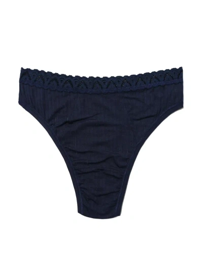 Hanky Panky Mellowluxe™ High Cut Thong In Blue