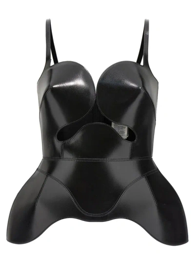 Alexander Mcqueen Leather Corset In Black