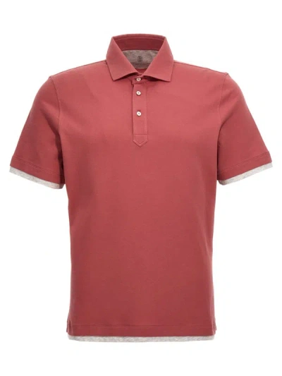 Brunello Cucinelli Double Layer Effect Polo Shirt In Fuchsia