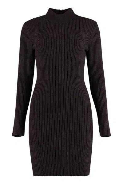 Michael Kors Wool-blend Dress In Brown