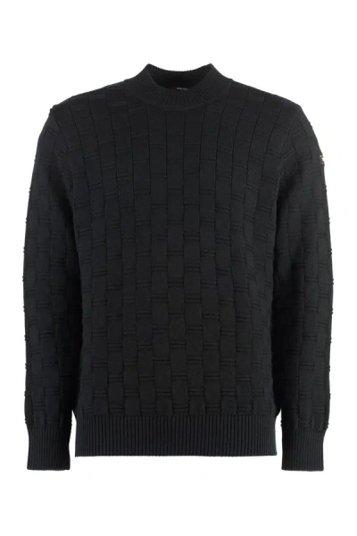 Paul & Shark Virgin Wool Crew-neck Sweater In Black