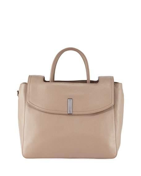 Halston Heritage Large Tote Bag With Flap In Mushroom | ModeSens