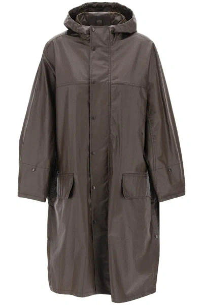 Lemaire Cotton-coated Trench Coat In Brown