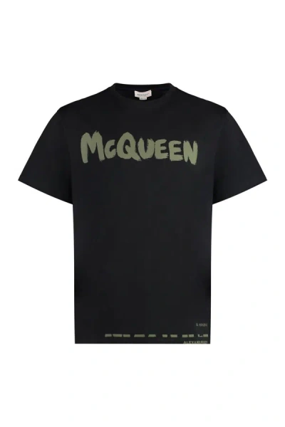 Alexander Mcqueen Cotton Crew-neck T-shirt In Black