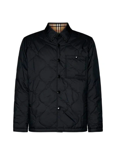 Burberry Check Motif Reversbile Jacket In Black