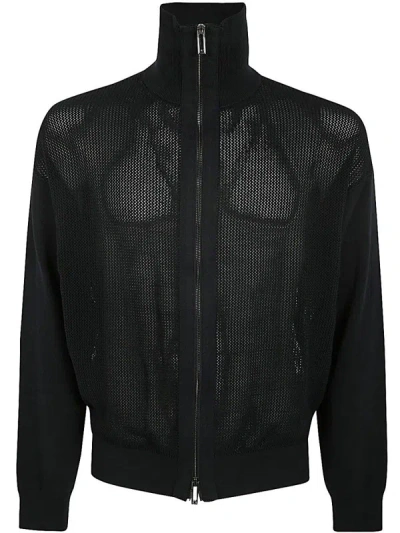 Emporio Armani Cardigan With Double Slide Fastener In Blue