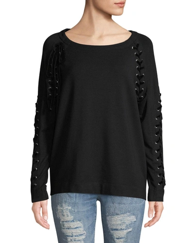 Love Scarlett Lace-up Sweatshirt In Black