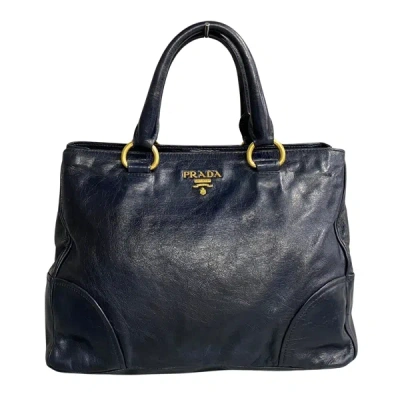 Prada Vitello Leather Tote Bag () In Blue