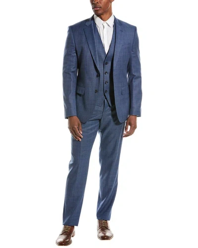 Hugo Boss Slim Fit Wool Suit With Flat Front Pant In Blue