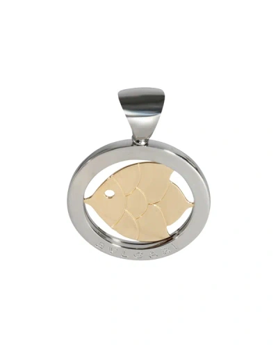 Bulgari Bvlgari Tondo Fish Pendant In 18k Yellow Gold/steel In Silver