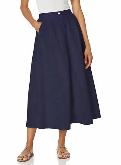 Moon River A-line Midi Skirt In Blue