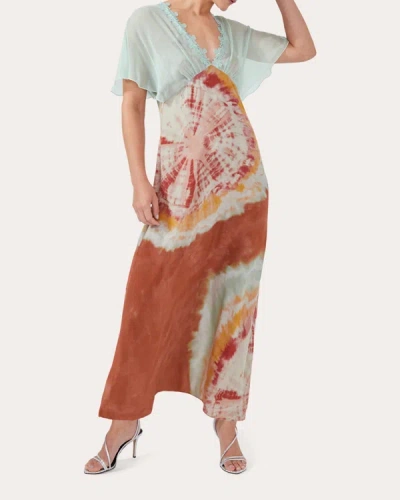 Hayley Menzies Women's Low-back Silk Slip Dress In Tie Dye - Terracotta