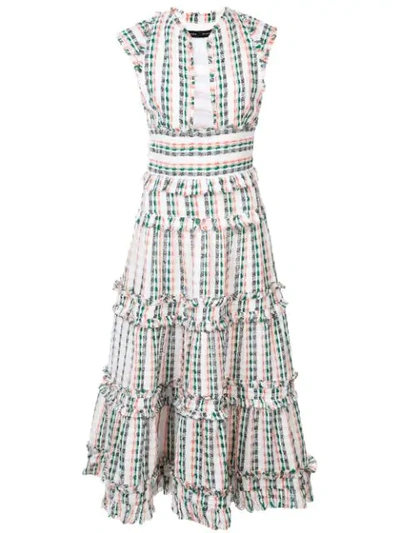 Proenza Schouler Keyhole-front Sleeveless Boucle Open-weave Long Tiered Dress In White Multi