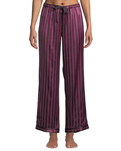 Morgan Lane Chantal Plumette Striped Pajama Pants In Amaranth Plum