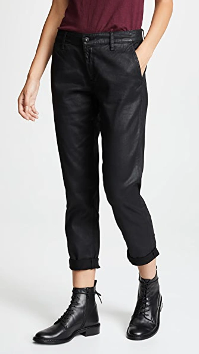 Ag Caden Mid-rise Tailored Leatherette Trousers In Leatherette Super Black
