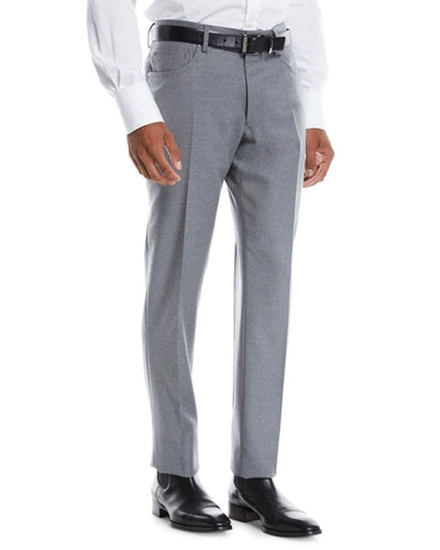 Incotex Men's Moss Five-pocket Flannel Dress Pants In Medium Gray