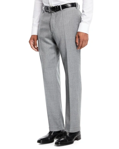 Incotex Benson Five-pocket Standard-fit Techno Wool Flannel Trousers In Light Gray