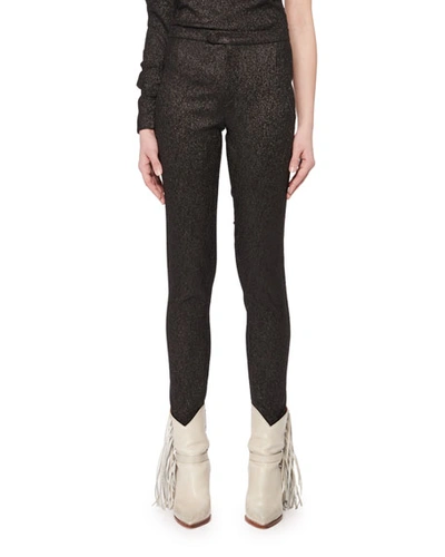 Isabel Marant Slim Skinny-leg Evening Metallic Pants In Black