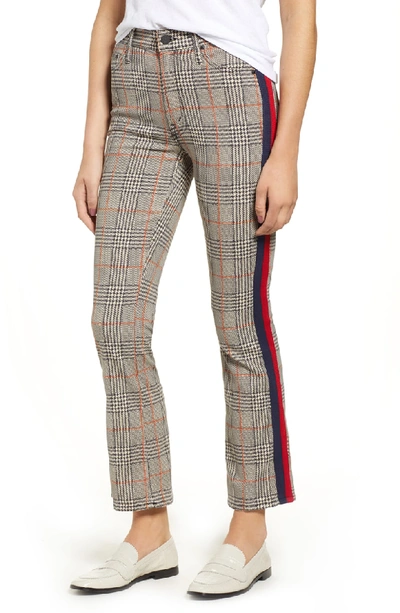 Mother The Insider Plaid Cropped Flared Jeans In Orange/black In Orange/ Black