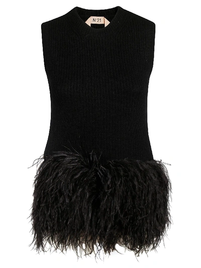 N°21 Scoop-neck Wool Feather Tank