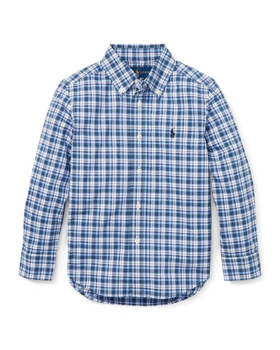 Ralph Lauren Long-sleeve Plaid Button-down Shirt In Blue
